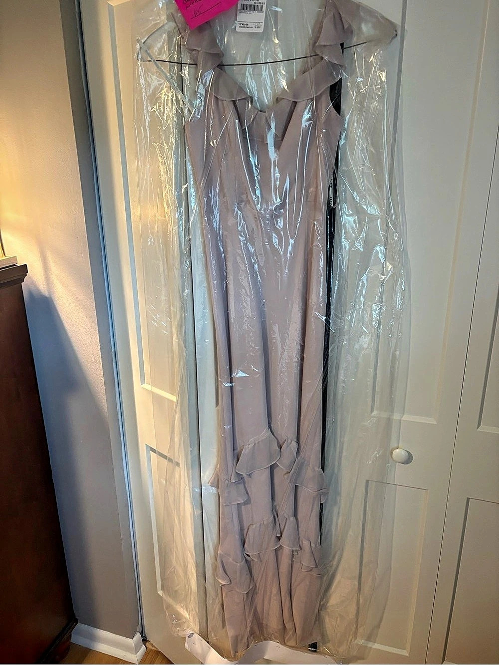 Birdy Grey Luna Chiffon Dress Maxi Pale Blush Small